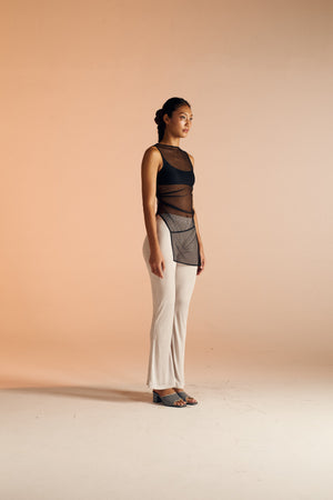 SHEER ASYMMETRIC LONG TOP