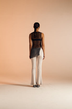 SHEER ASYMMETRIC LONG TOP