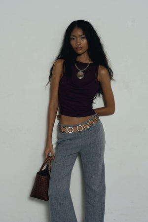 Grey Denim Metal ring trousers