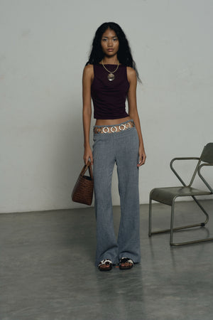 Grey Denim Metal ring trousers