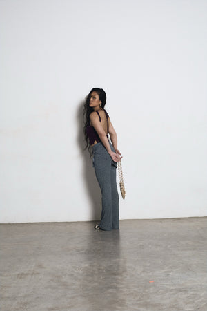Polkadot Metal Belt Flared Pants