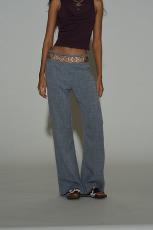 Grey Denim Metal ring trousers