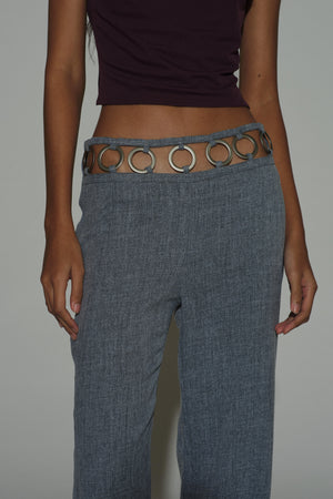 Grey Denim Metal ring trousers