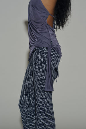 Polkadot Metal Belt Flared Pants