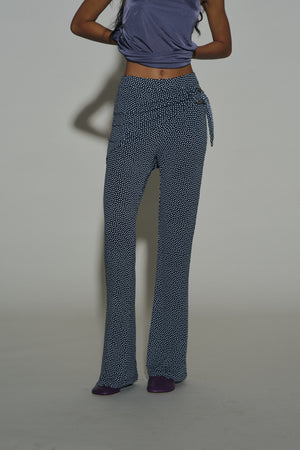 Polkadot Metal Belt Flared Pants