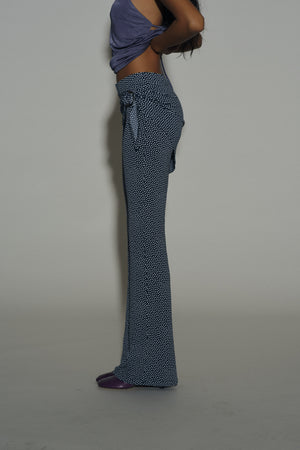 Polkadot Metal Belt Flared Pants