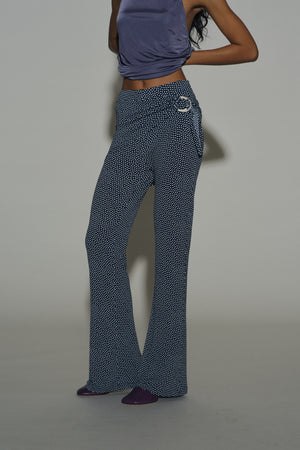 Polkadot Metal Belt Flared Pants