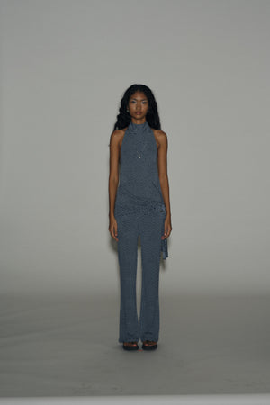 Polkadot Metal Belt Flared Pants