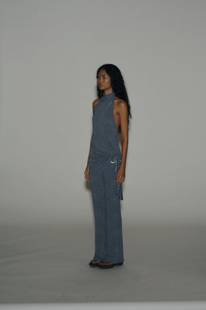 Polkadot Metal Belt Flared Pants
