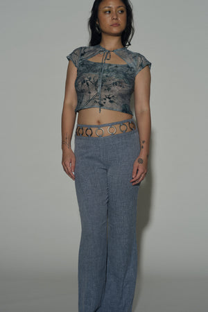 Grey Denim Metal ring trousers