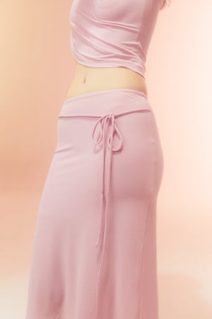 PINK PEARL midi skirt with tie detail