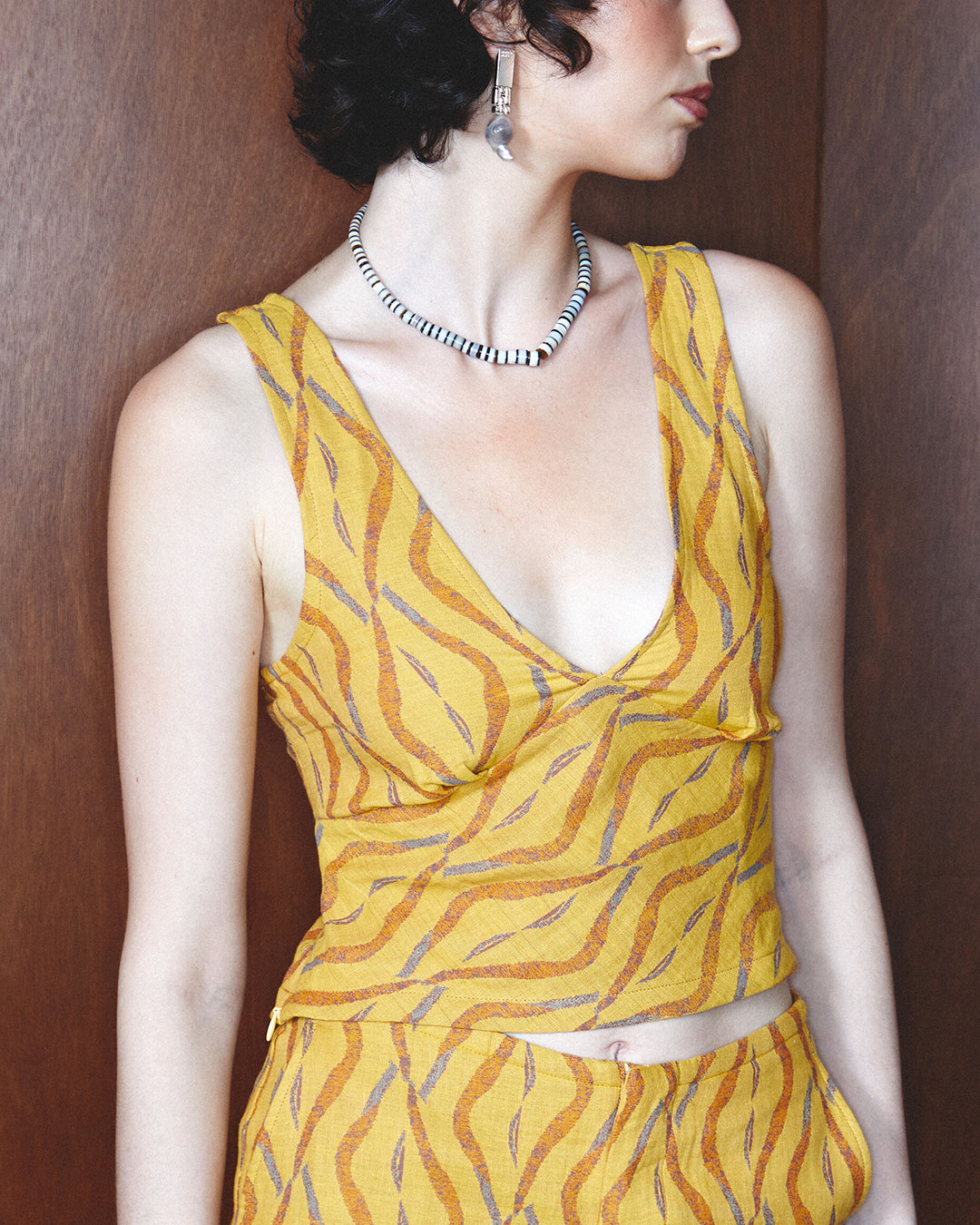 Yellow Jacquard Top