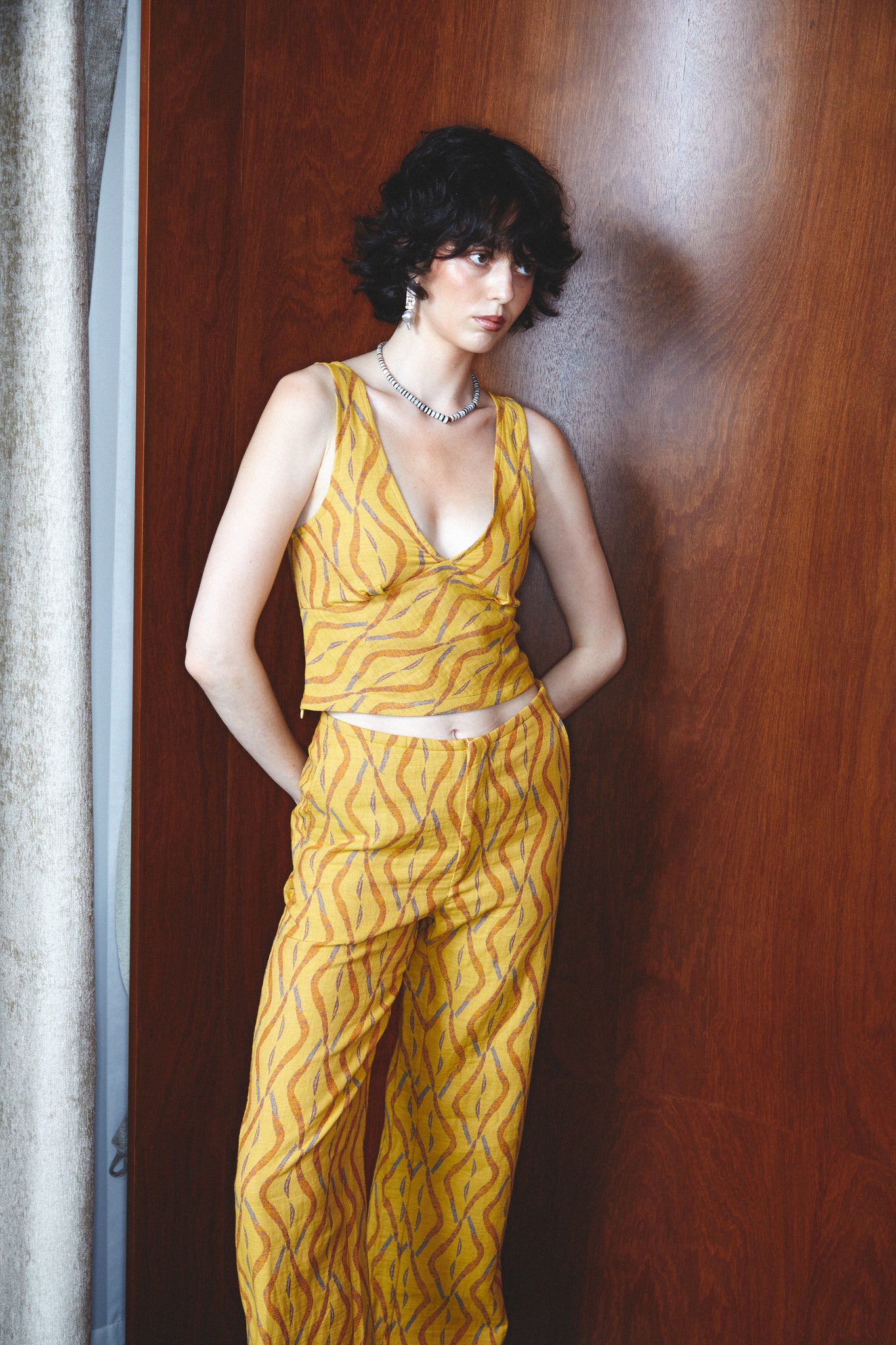 Yellow Jacquard Top