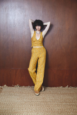 Yellow jacquard trousers