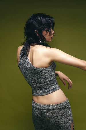 KNIT AND PROMISE One Shoulder Top - Algae