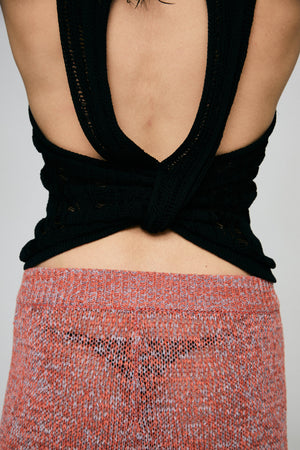 KNIT AND PROMISE Cross Back Top - Black Pearl