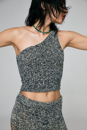 KNIT AND PROMISE One Shoulder Top - Algae