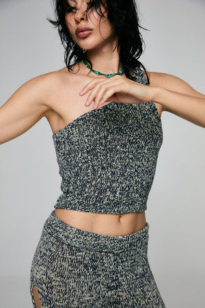 KNIT AND PROMISE One Shoulder Top - Algae