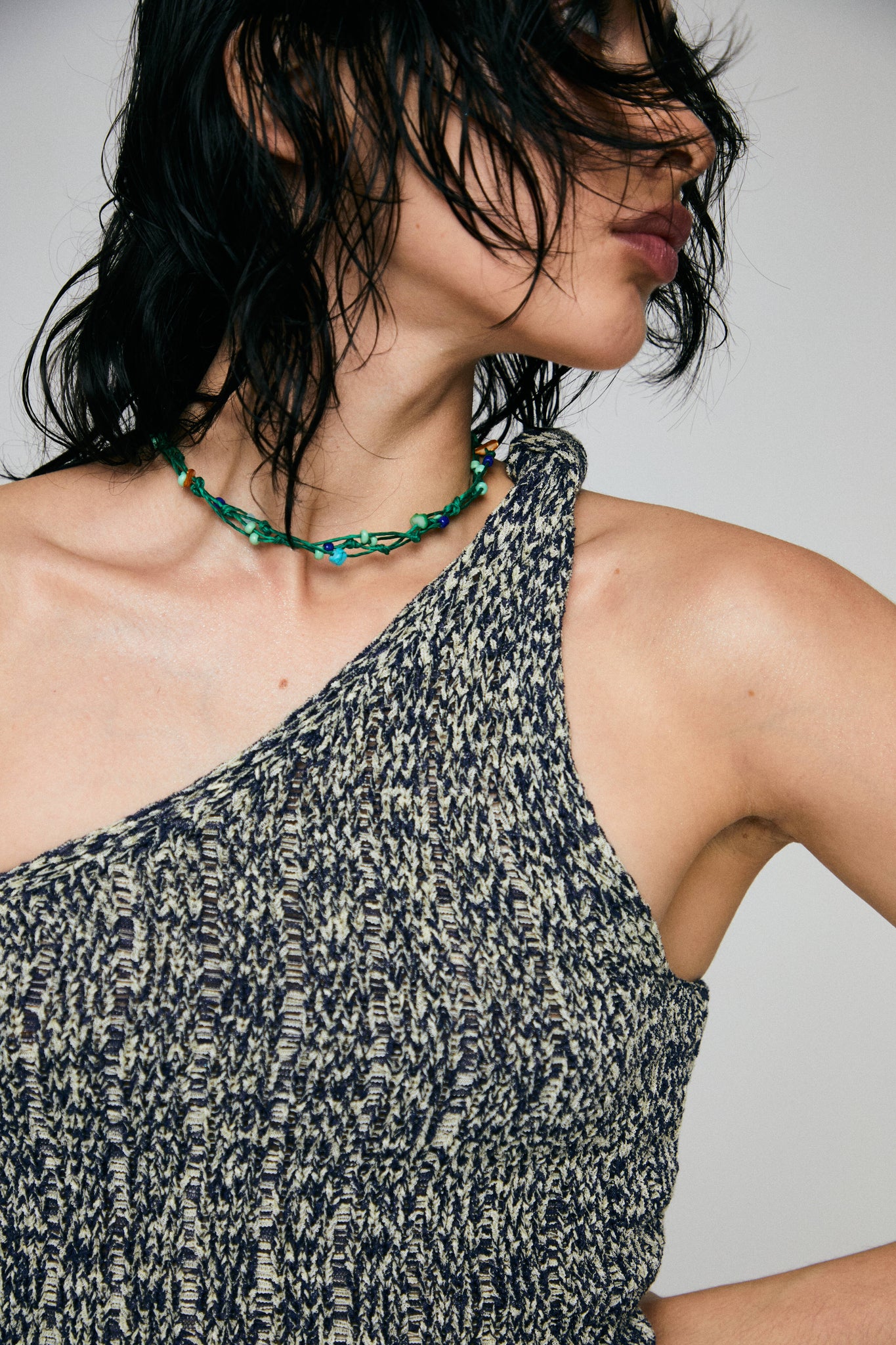 KNIT AND PROMISE One Shoulder Top - Algae
