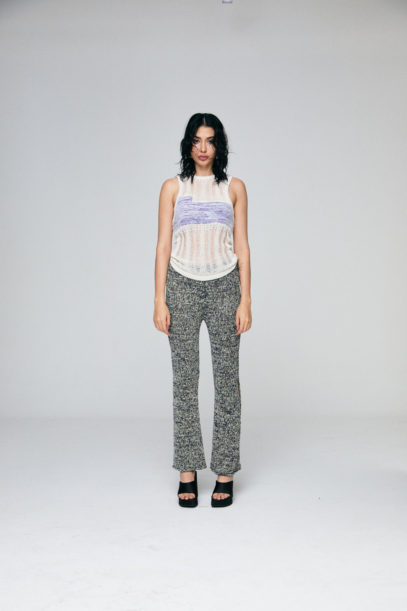 KNIT AND PROMISE Cut Out Pants - Algae