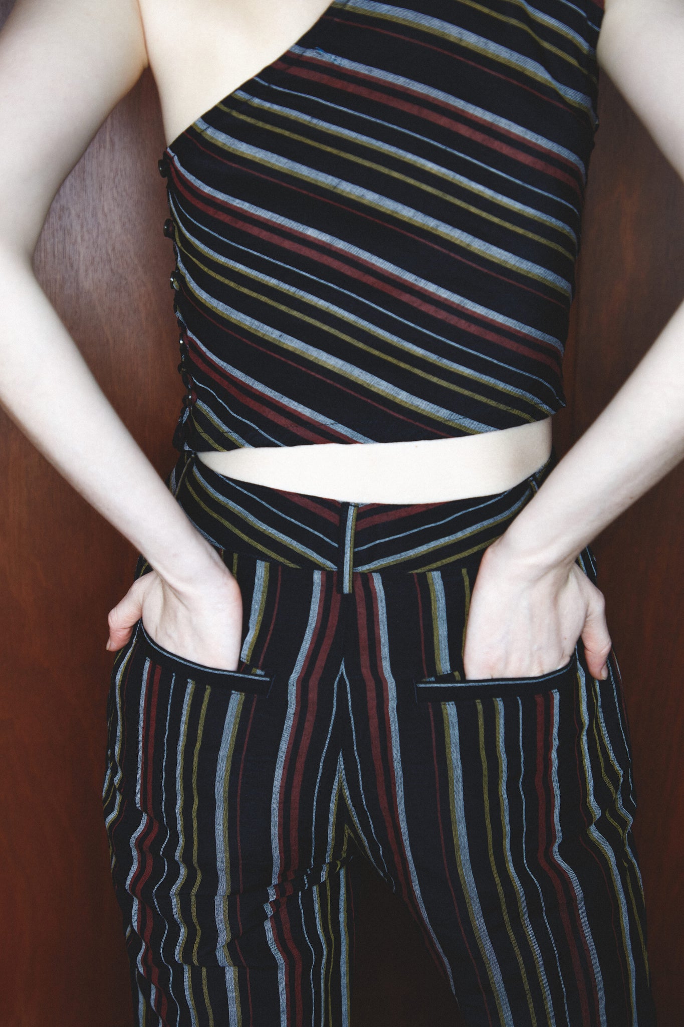 Black Stripe flared trousers
