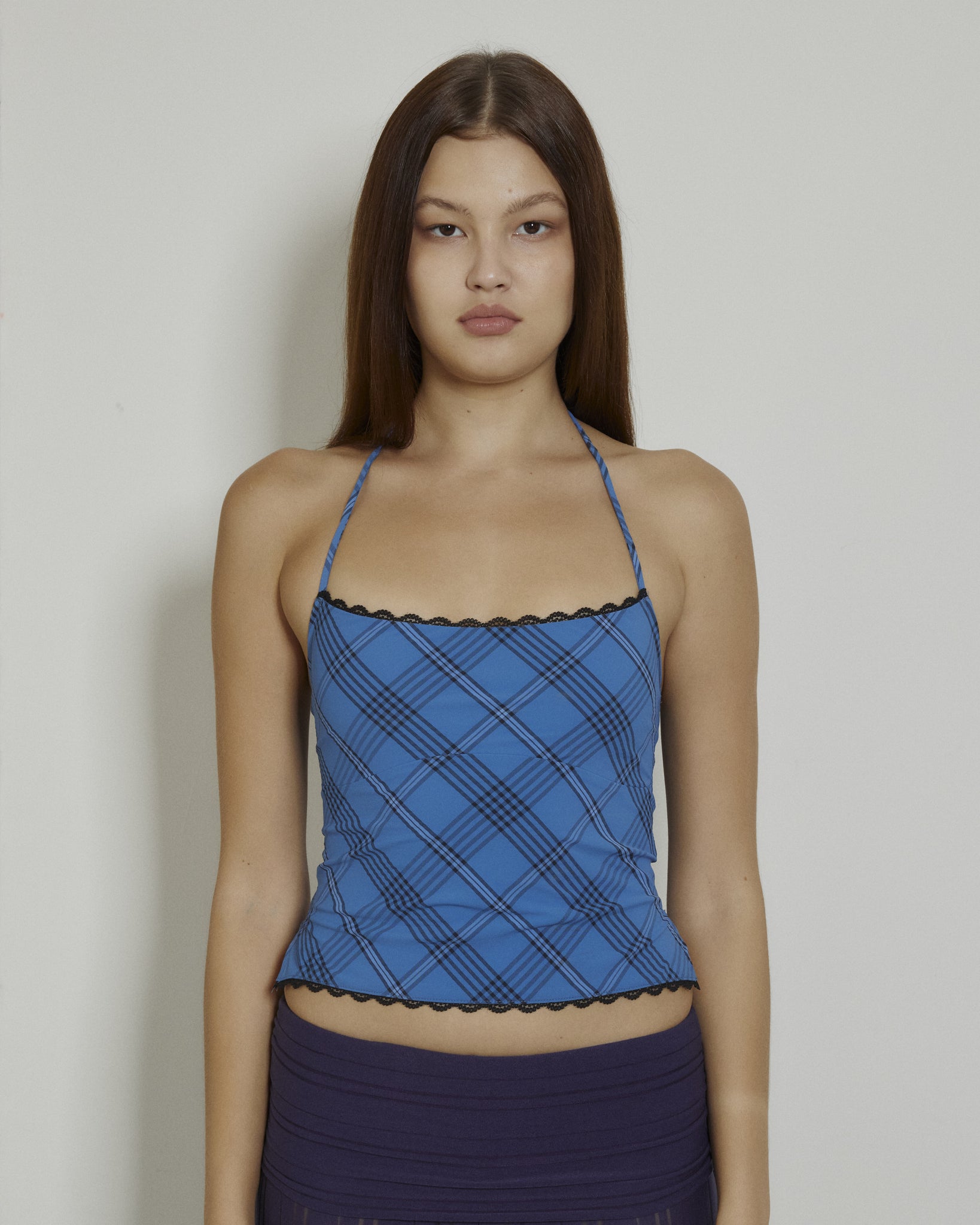 LACE TRIM HALTER TOP