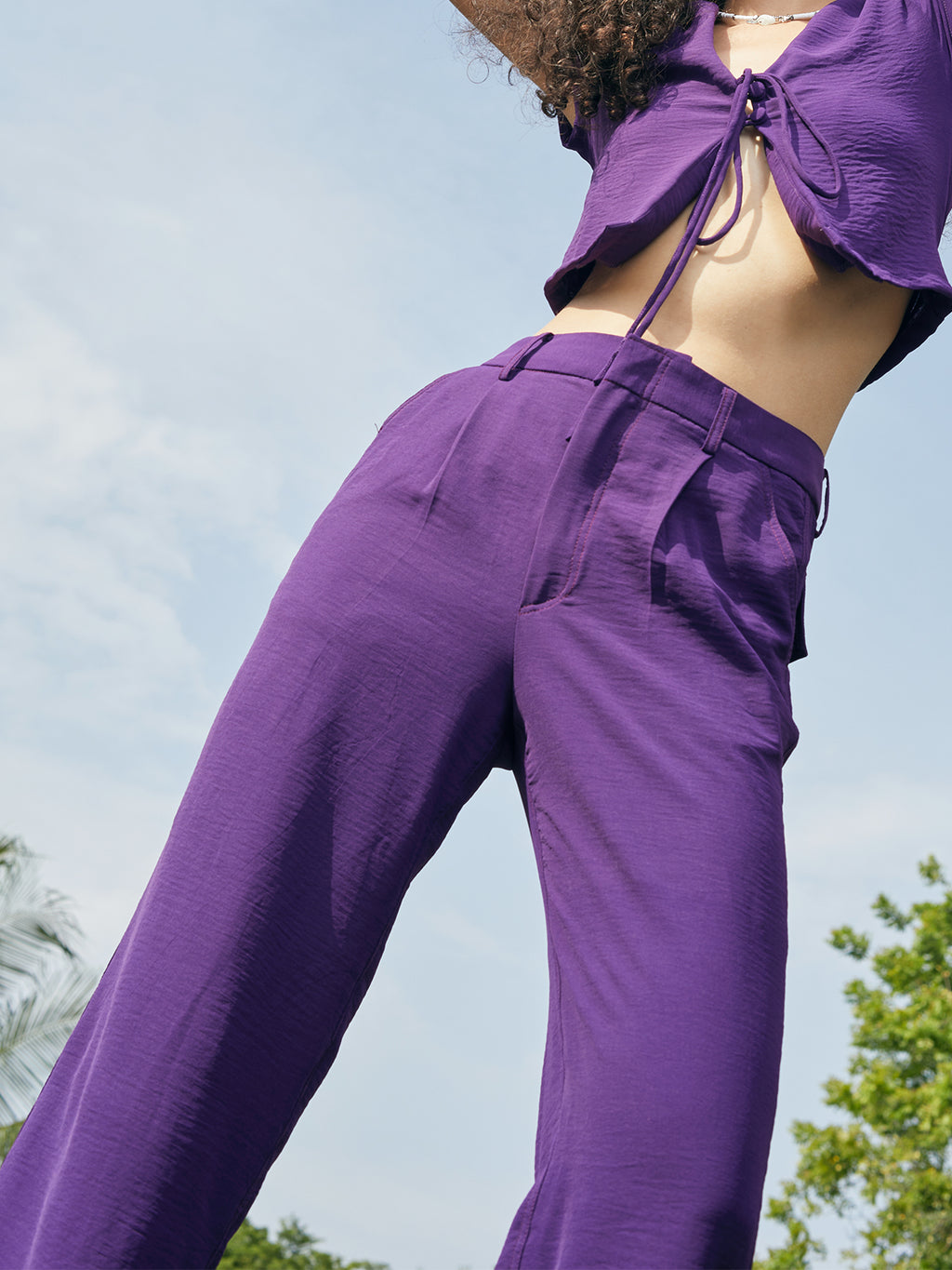 Trousers with cargo pockets - Purple