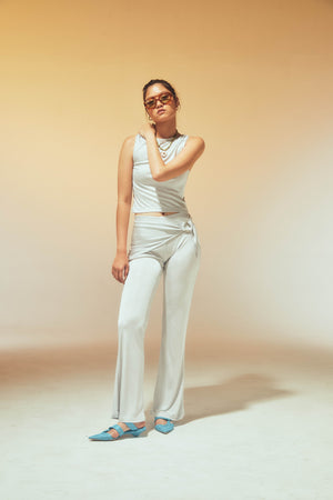 SILVER Metal belt flared pants